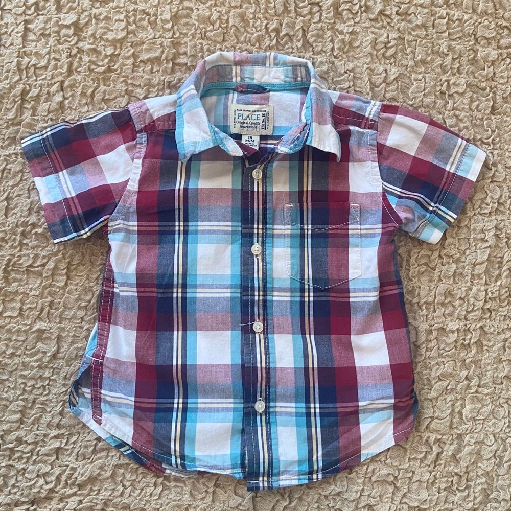 The Children’s Place Size 18M Boy Plaid Button Up